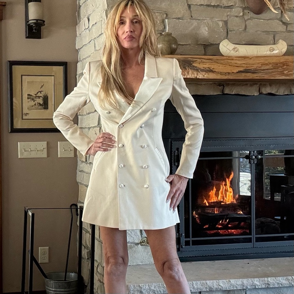 RACHEL ZOE Tuxedo Dress In Ivory